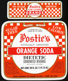 Vintage soda pop bottle label POSTIES ORANGE SODA McAdoo Pennsylvania n-mint+