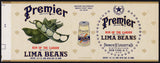 Vintage label PREMIER Lima Beans mayonnaise jar pictured Francis Leggett New York