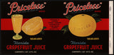 Vintage label PRICELESS Grapefruit Juice #2 Lake Wales Florida 1940 unused n-mint