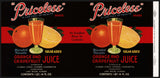 Vintage label PRICELESS Orange Grapefruit Juice #2 Lake Wales Florida unused n-mint
