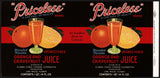 Vintage label PRICELESS Orange Grapefruit Juice #3 Lake Wales Florida unused n-mint