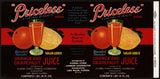 Vintage label PRICELESS Orange Grapefruit Juice #4 Lake Wales Florida 1937 n-mint