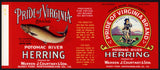 Vintage label PRIDE OF VIRGINIA Herring Courtney Mundy Point Northumberland VA
