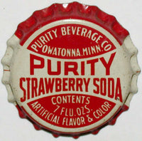 Vintage soda pop bottle cap PURITY STRAWBERRY Owatonna Minnesota cork unused