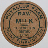Vintage milk bottle cap PUYALLUP FARM Raw Milk Phone 7961 Washington unused
