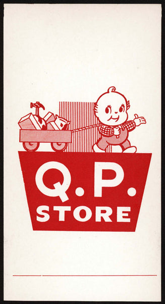 Vintage price card Q. P. STORE Quality Price hardware Murphys Lincoln Nebraska