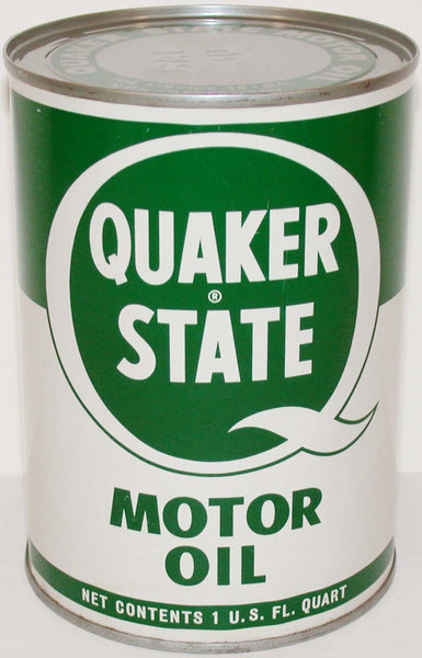 Vintage motor oil can QUAKER STATE Motor Oil all metal round one quart size n-mint