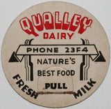 Vintage milk bottle cap QUALLEY DAIRY Fresh Milk Phone 23F4 Horace North Dakota