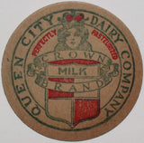 Vintage milk bottle cap QUEEN CITY DAIRY COMPANY Crown Brand woman Buffalo NY