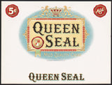 Vintage label QUEEN SEAL cigar box inner Mild Quality 5 cents new old stock n-mint