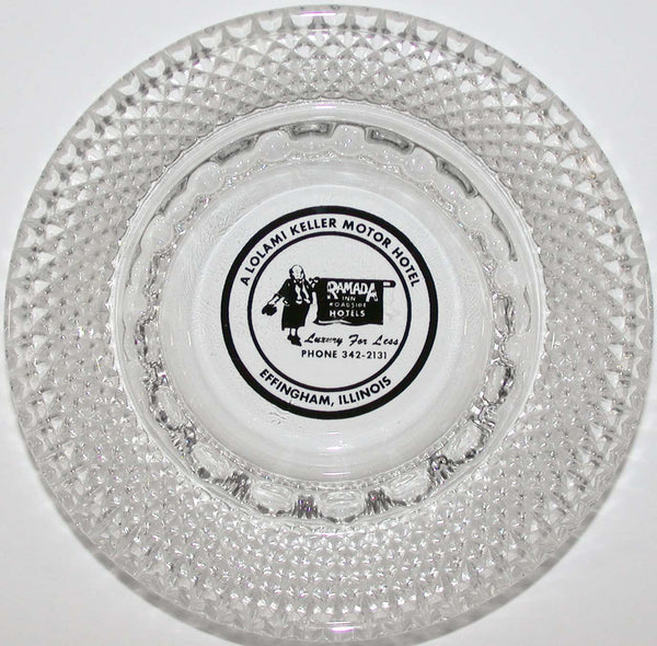 Vintage glass ashtray RAMADA INN a Lolami Keller Motor Hotel Effingham Illinois
