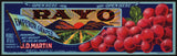 Vintage label RAYO Emperor Grapes pictured J D Martin Tulare California n-mint+