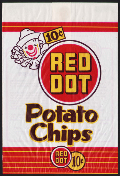 Vintage bag RED DOT POTATO CHIPS clown pictured 10 cents Frito-Lay Dallas Texas