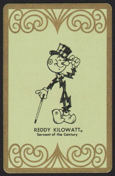 Vintage playing card REDDY KILOWATT top hat and cane Reddy with green background