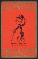 Vintage playing card REDDY KILOWATT top hat and cane Reddy with a red background