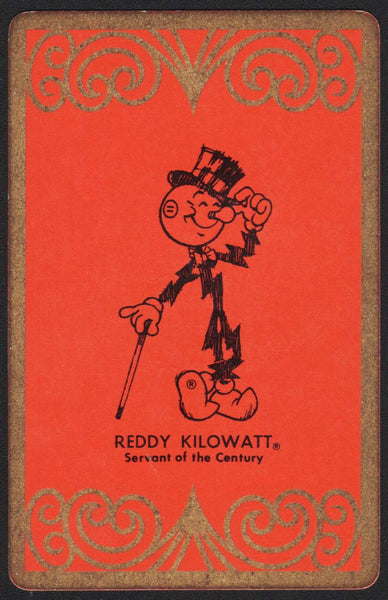 American Reddy Vintage playing card REDDY KILOWATT top hat and cane Reddy with a red ...