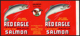 Vintage label RED EAGLE Salmon pictured 1lb Ranney Davis Arkansas City Kansas n-mint+