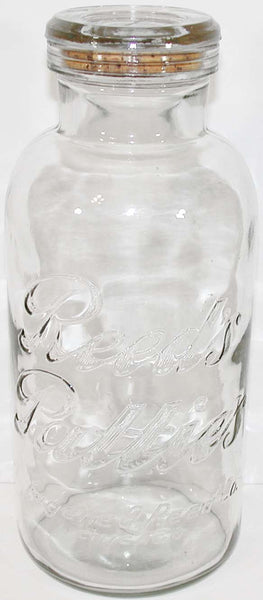 Vintage glass jar REEDS PATTIES counter display and lid with cork Chicago n-mint