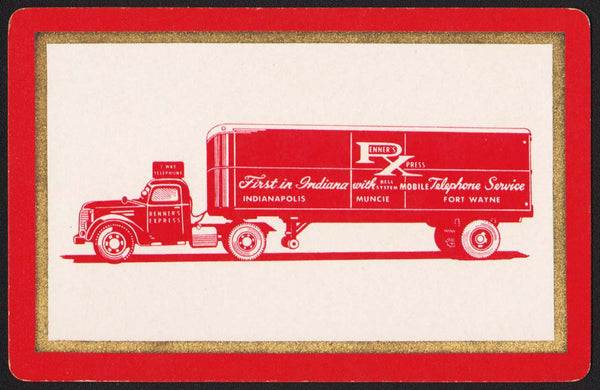 Vintage playing card RENNERS EXPRESS truck pictured Indianapolis Muncie Fort Wayne