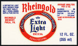 Vintage label RHEINGOLD EXTRA LIGHT Beer 12oz Philadelphia new old stock n-mint+