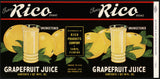 Vintage label RICO Grapefruit Juice #1 Tampa Florida 1943 new old stock n-mint
