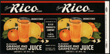 Vintage label RICO Orange Grapefruit Juice #1 Tampa Florida 1943 unused n-mint