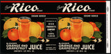 Vintage label RICO Orange Grapefruit Juice #2 Tampa Florida 1943 unused n-mint