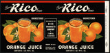 Vintage label RICO Orange Juice #2 Tampa Florida 1943 unused new old stock n-mint