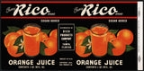 Vintage label RICO Orange Juice #3 Tampa Florida 1943 unused new old stock n-mint