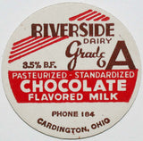 Vintage milk bottle cap RIVERSIDE DAIRY Chocolate creamer size Cardington Ohio