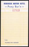 Vintage receipt ROBIDOUX MOTOR HOTEL Pony Bar'n St Joseph Missouri unused n-mint+