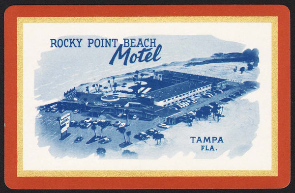 Vintage playing card ROCKY POINT BEACH MOTEL old motel pictured Tampa Florida