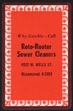 Vintage playing card ROTO-ROOTER SEWER CLEANERS orange Bluemound Milwaukee Wis
