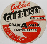 Vintage milk bottle cap RYAN DAIRY Golden Guernsey St Joseph Missouri unused