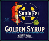 Vintage label SANTA FE Golden Syrup railroad indian Arkansas City Kansas n-mint+