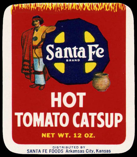 Vintage label SANTA FE Hot Tomato Catsup railroad indian Arkansas City Kansas