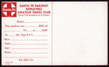 Vintage ham radio card SANTA FE railroad train indian pictured 1969 QSL n-mint