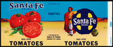 Vintage label SANTA FE Tomatoes pictured railroad indian logo Arkansas City Kansas