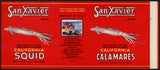 Vintage label SAN XAVIER California Squid Funsten San Francisco unused n-mint+