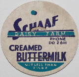 Vintage milk bottle cap SCHAAF DAIRY FARM Buttermilk Columbus Ohio new old stock