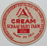 Vintage milk bottle cap SCHAAF DAIRY FARM Cream Columbus Ohio new old stock