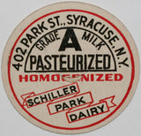 Vintage milk bottle cap SCHILLER PARK DAIRY Syracuse New York new old stock