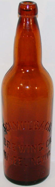 Vintage beer bottle SCHMULBACH BREWING embossed amber blob top quart Wheeling WV