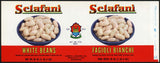 Vintage label SCLAFANI White Beans pictured Brooklyn New York unused n-mint+