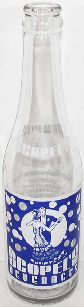 Vintage soda pop bottle SCOPELS BEVERAGES couple dancing 12oz 1941 Benld Illinois