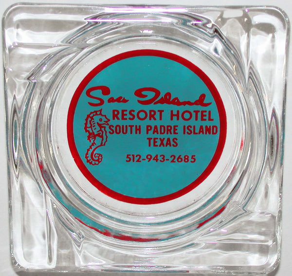 Vintage glass ashtray SEA ISLAND RESORT HOTEL seahorse South Padre Island Texas