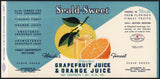 Vintage label SEALD SWEET Grapefruit and Orange Juice #1 Tampa Florida n-mint