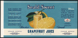 Vintage label SEALD SWEET Grapefruit Juice #3 Tampa Florida new old stock n-mint