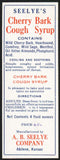 Vintage label SEELYES Cherry Bark Cough Syrup Abilene Kansas new old stock n-mint+