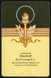 Vintage single playing card SHURTLEFF ICE CREAM CO green Janesville Wisconsin